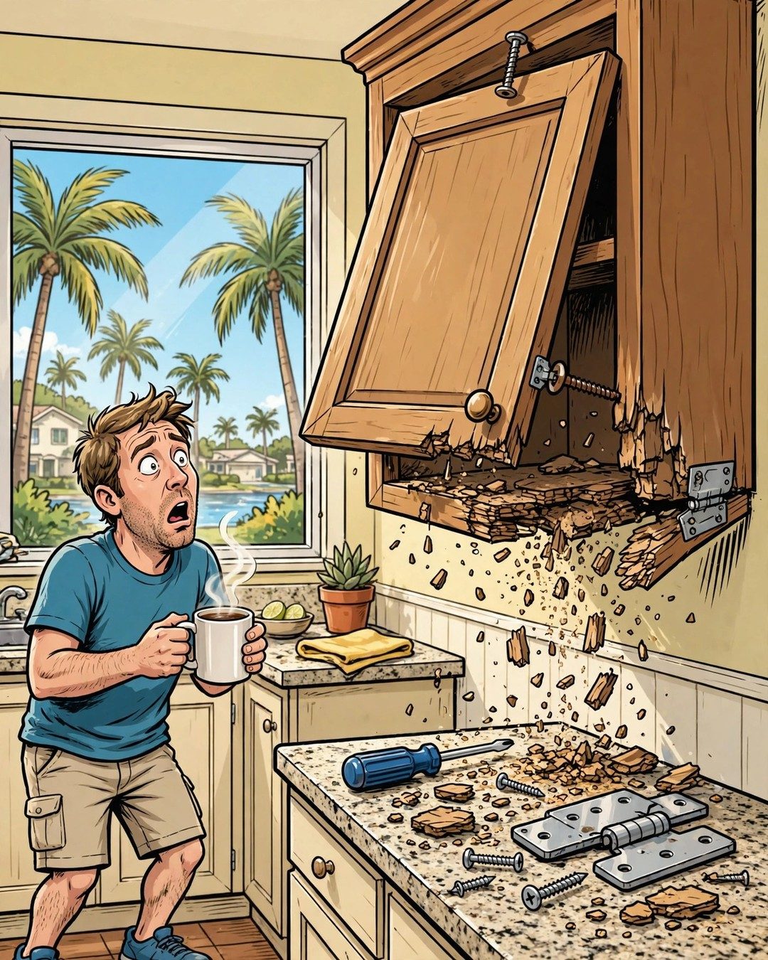Your Kitchen Cabinet Door Is Hanging by One Screw — and That Screw Is Spinning in Mush